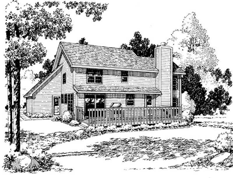 Home Plan Rear Elevation of this 3-Bedroom,1763 Sq Ft Plan -131-1091
