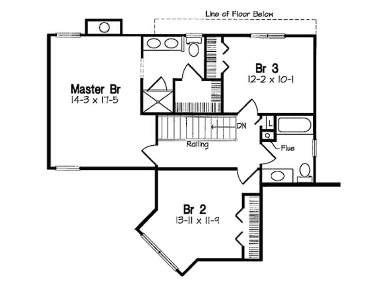 Floor Plan Second Story of Country Plan #131-1091