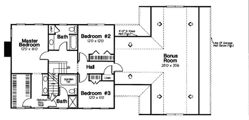 Floor Plan Second Story of Colonial Plan #131-1092