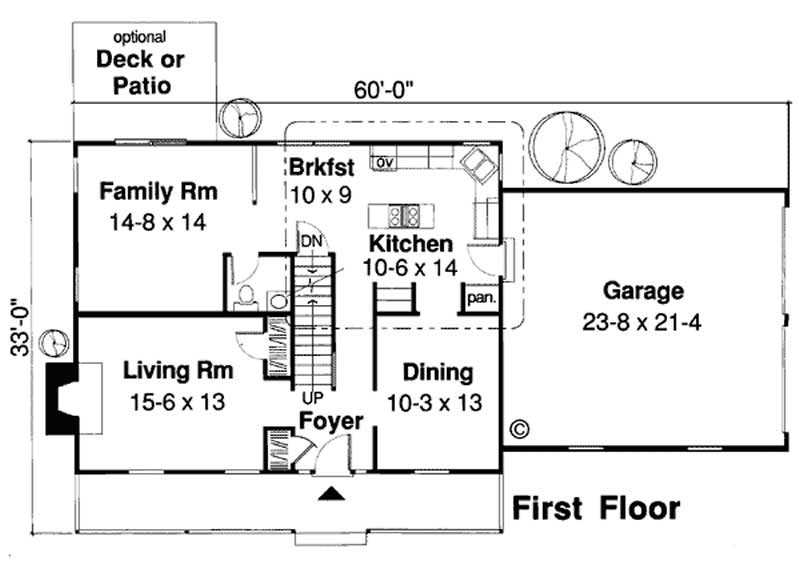 Floor Plan First Story of Cape Cod Plan #131-1095