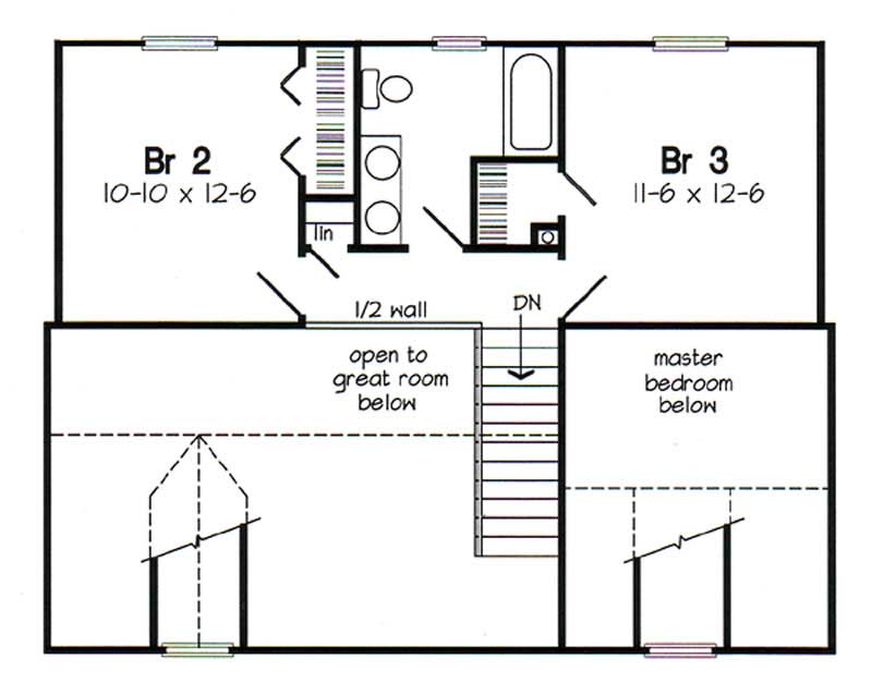 Floor Plan Second Story of Cape Cod Plan #131-1096
