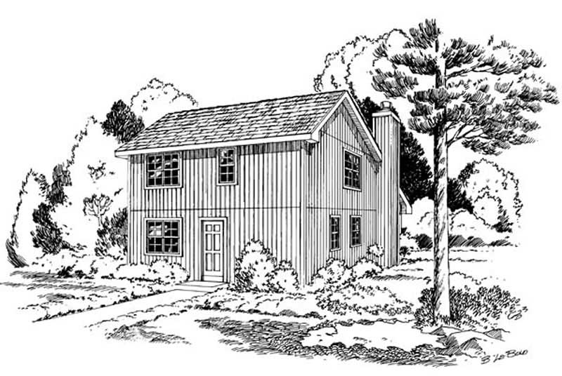 Home Plan Rear Elevation of this 3-Bedroom,1231 Sq Ft Plan -131-1099