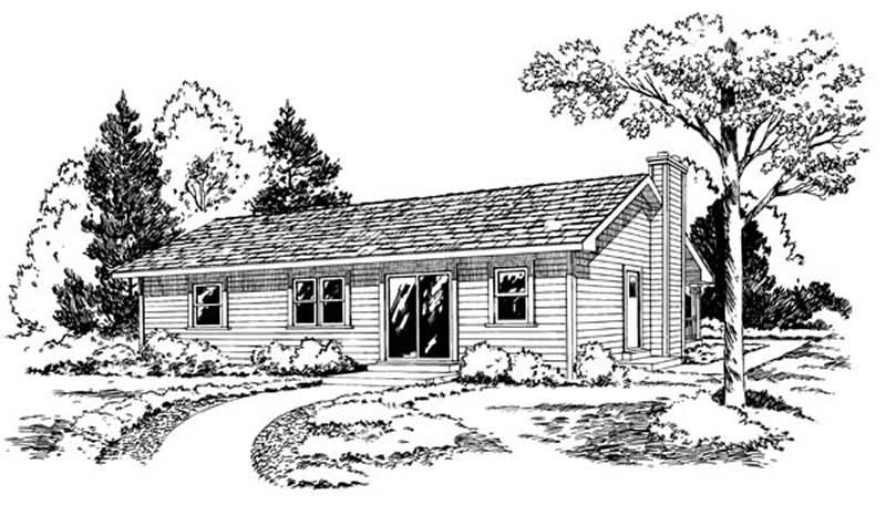 Home Plan Rear Elevation of this 3-Bedroom,1092 Sq Ft Plan -131-1101