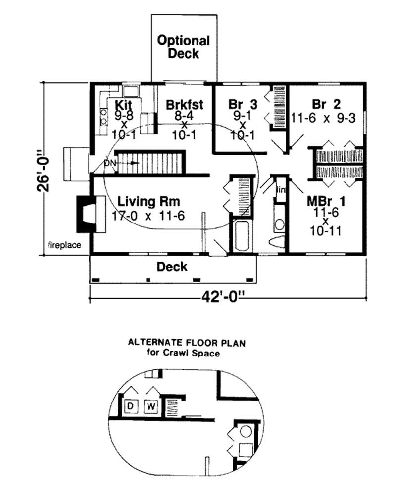 Floor Plan First Story of Country Plan #131-1101
