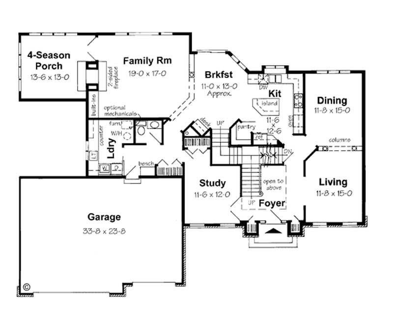 Floor Plan First Story of Colonial Plan #131-1102
