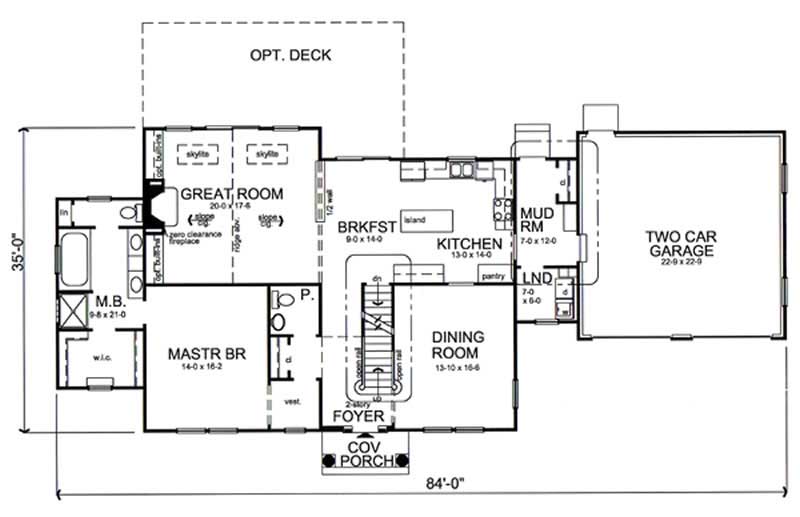 Floor Plan First Story of Country Plan #131-1103