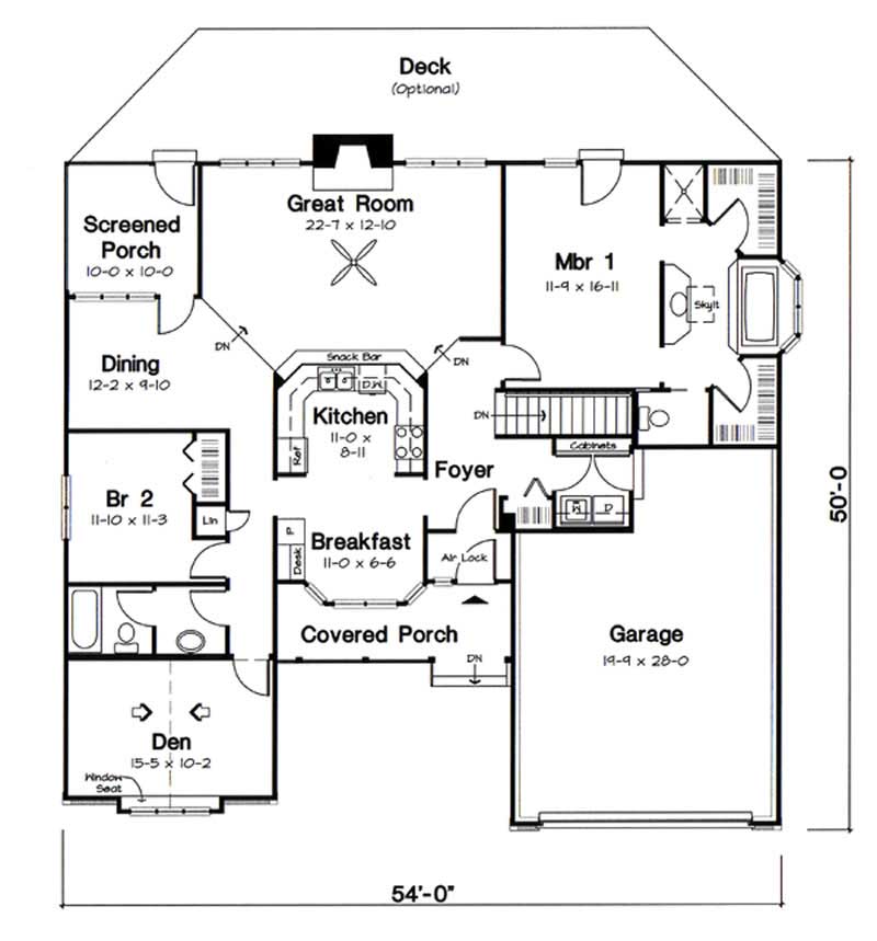 Floor Plan First Story of Small House Plans #131-1104