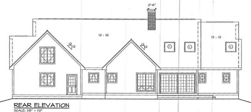 Home Plan Rear Elevation of this 3-Bedroom,2179 Sq Ft Plan -131-1106