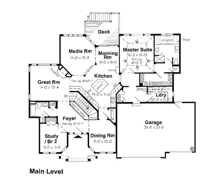 Floor Plan First Story of Ranch Plan #131-1107