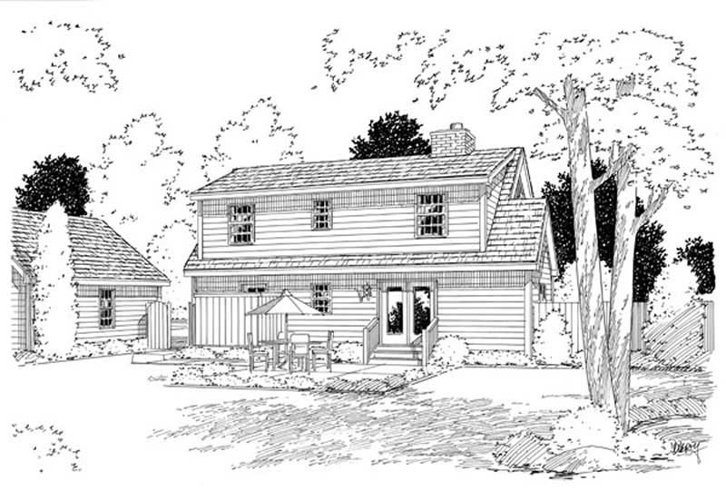 Home Plan Rear Elevation of this 3-Bedroom,1560 Sq Ft Plan -131-1109