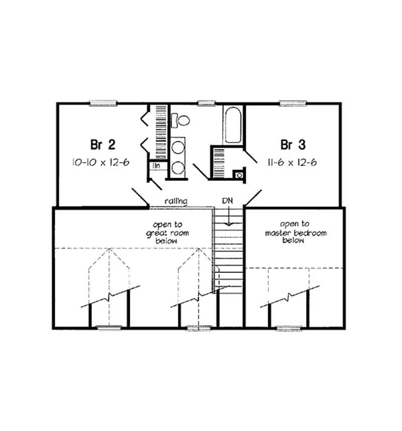Floor Plan Second Story of Cape Cod Plan #131-1109