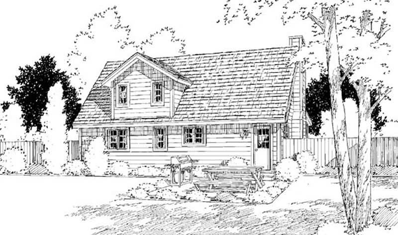 Home Plan Rear Elevation of this 3-Bedroom,1328 Sq Ft Plan -131-1110