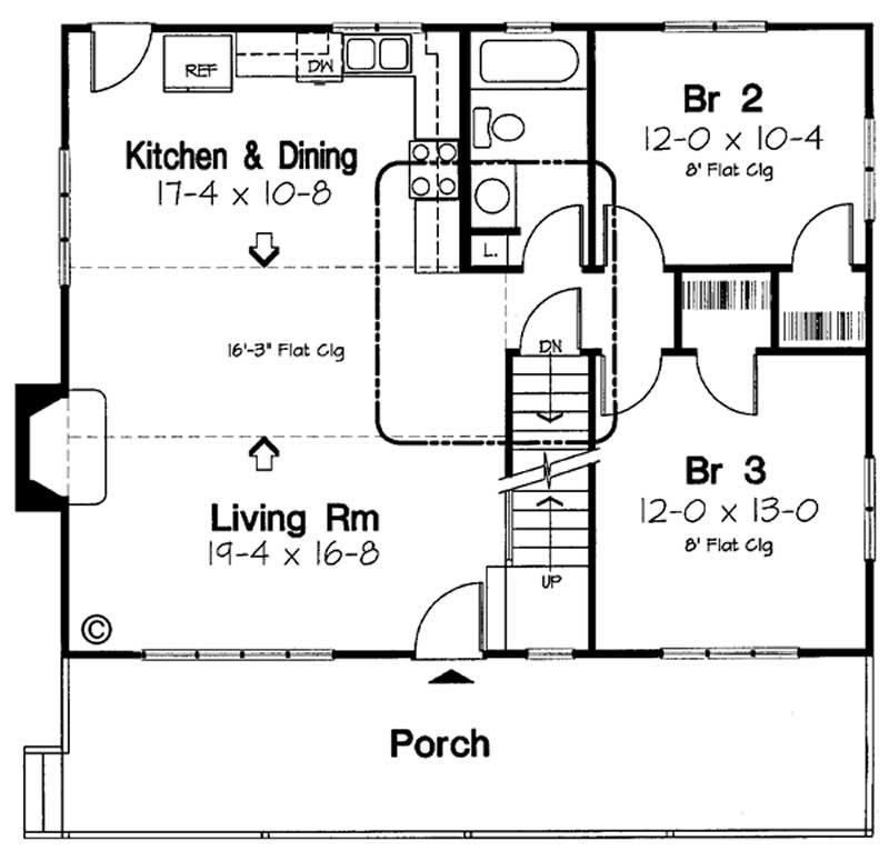 Floor Plan First Story of Country Plan #131-1110