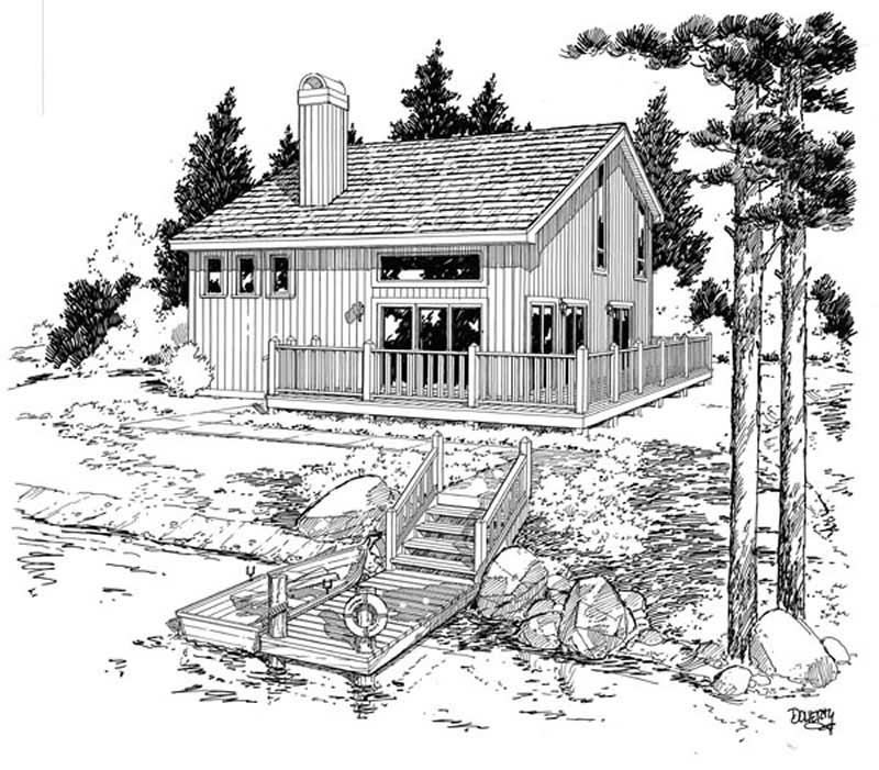 Home Plan Rear Elevation of this 3-Bedroom,1298 Sq Ft Plan -131-1111