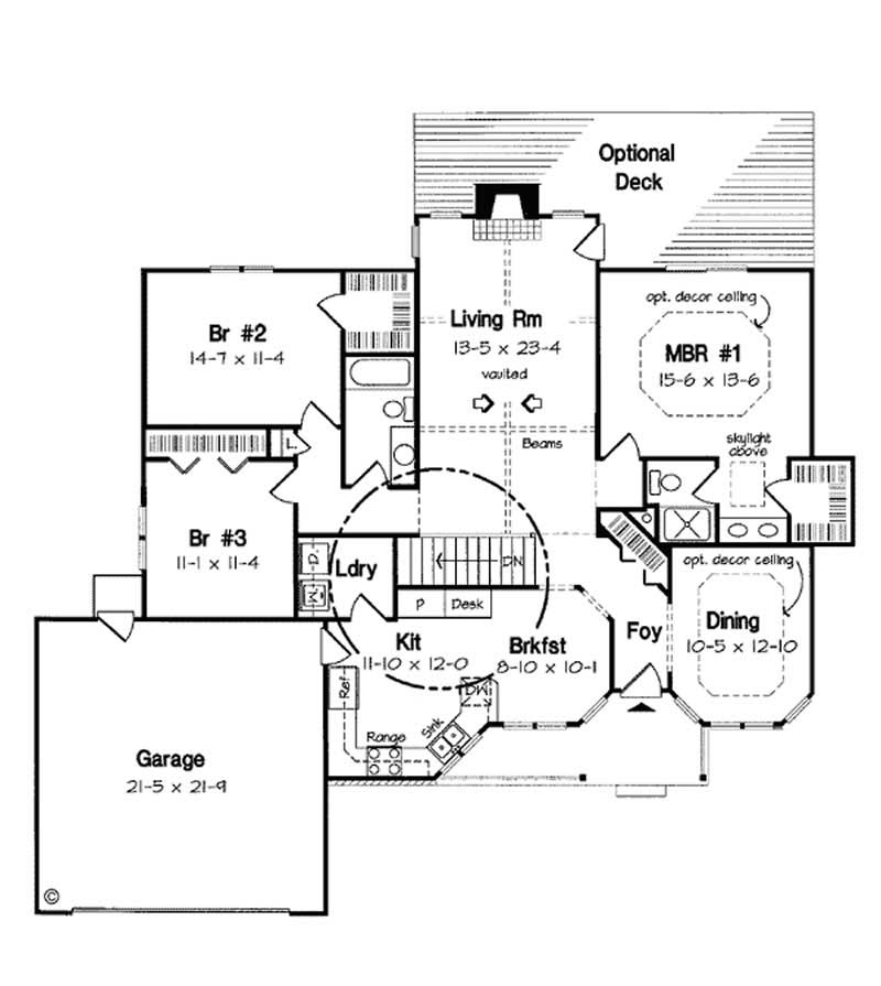 Floor Plan First Story of Ranch Plan #131-1112
