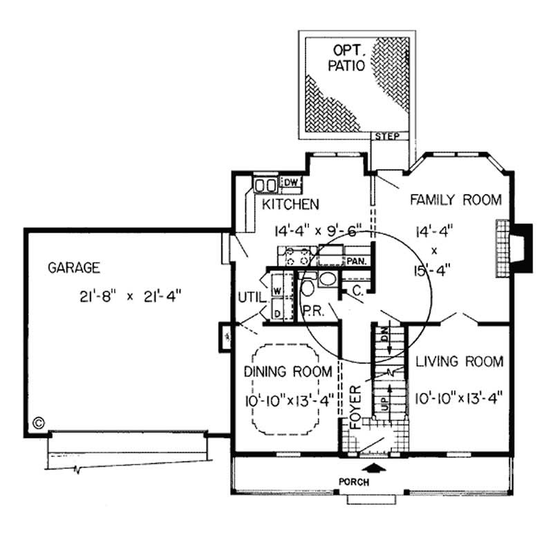 Floor Plan First Story of Country Plan #131-1113