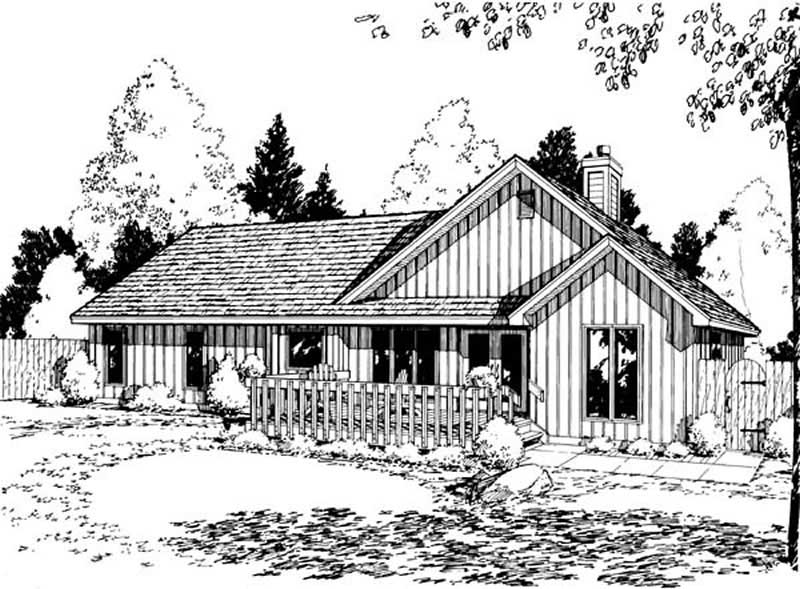 Home Plan Rear Elevation of this 3-Bedroom,1492 Sq Ft Plan -131-1114