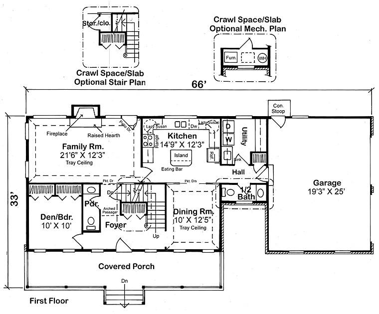 Floor Plan First Story of Country Plan #131-1115
