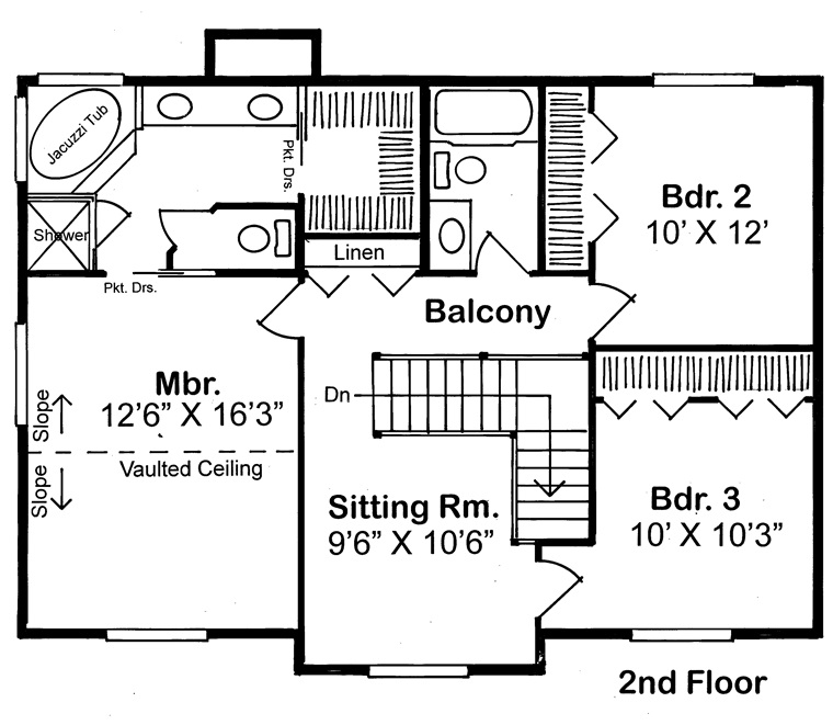 Floor Plan Second Story of Country Plan #131-1115
