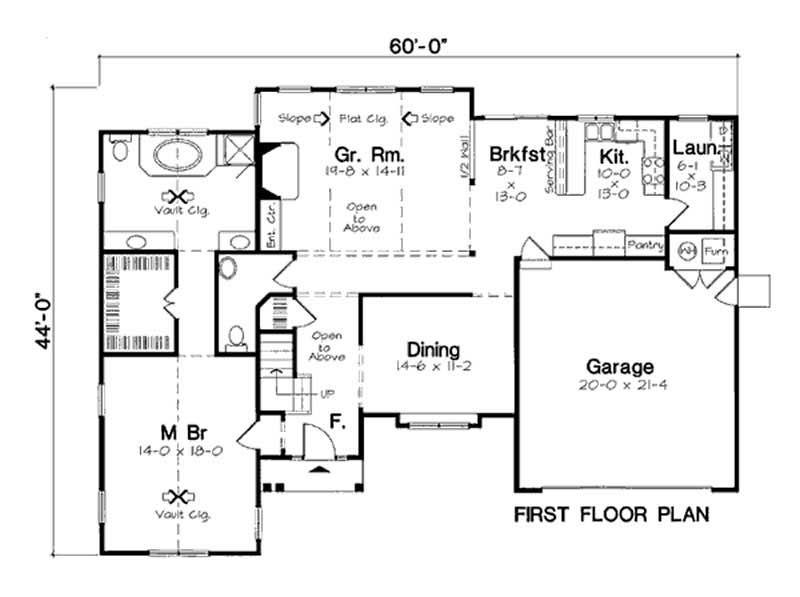 Floor Plan First Story of Ranch Plan #131-1117