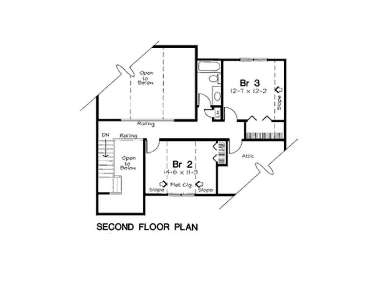 Floor Plan Second Story of Ranch Plan #131-1117