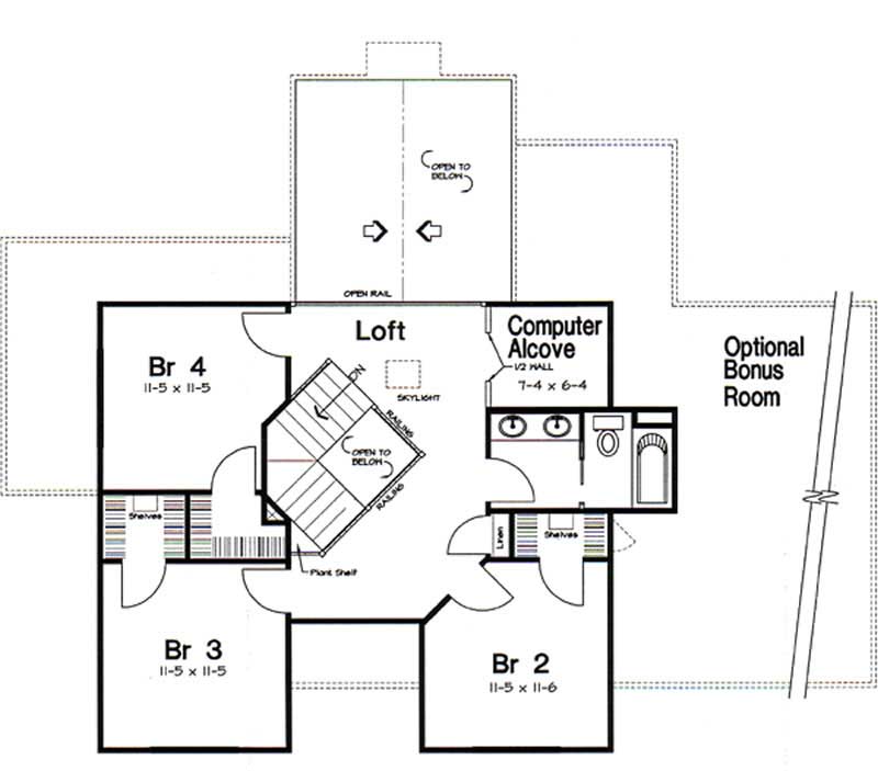 Floor Plan Second Story of Country Plan #131-1118