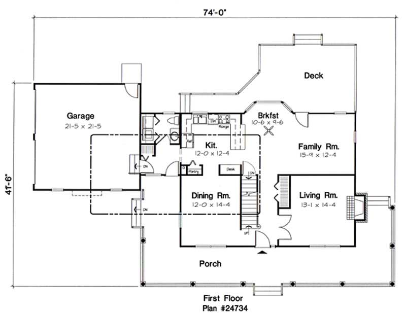 Floor Plan First Story of Cape Cod Plan #131-1119