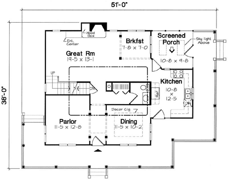 Floor Plan First Story of Country Plan #131-1120