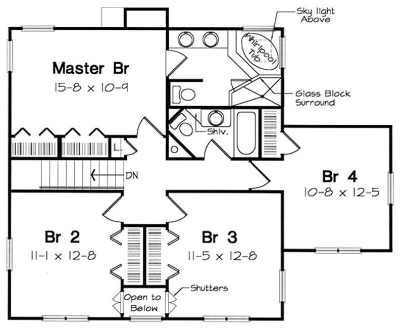 Floor Plan Second Story of Country Plan #131-1120
