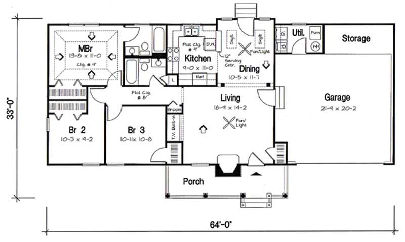 Floor Plan First Story of Country Plan #131-1121