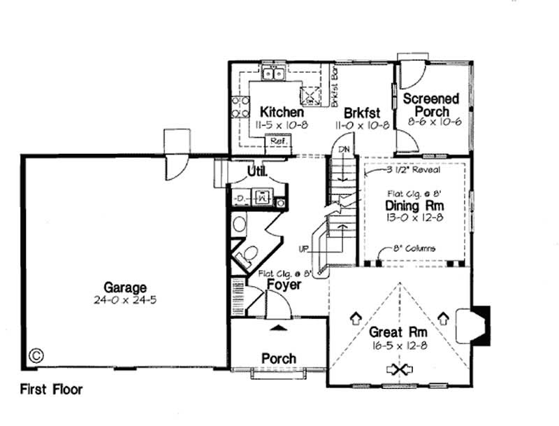 Floor Plan First Story of Ranch Plan #131-1122