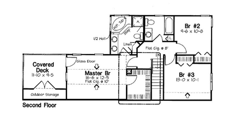 Floor Plan Second Story of Ranch Plan #131-1122