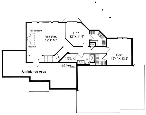 Floor Plan Basement of European Plan #131-1124
