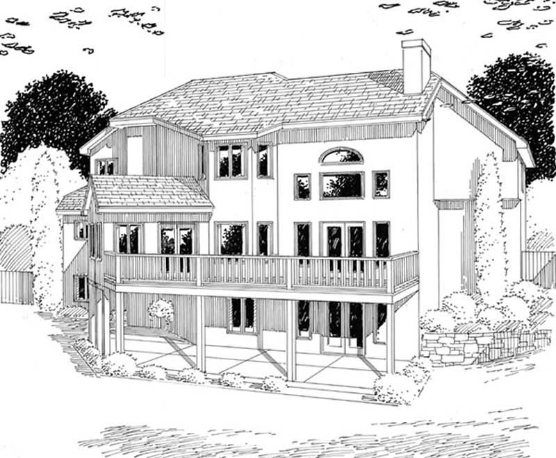 Home Plan Rear Elevation of this 3-Bedroom,3785 Sq Ft Plan -131-1124