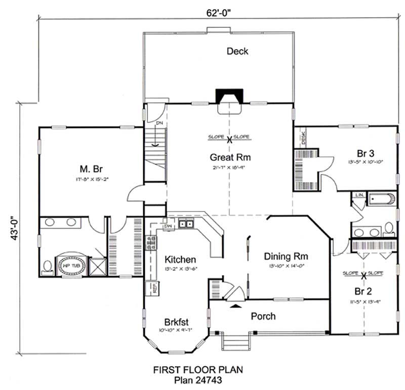 Floor Plan First Story of Country Plan #131-1125