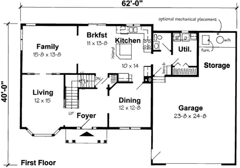 Floor Plan First Story of Traditional Plan #131-1126