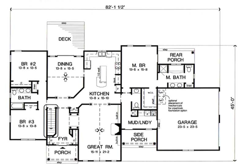 Floor Plan First Story of Country Plan #131-1127