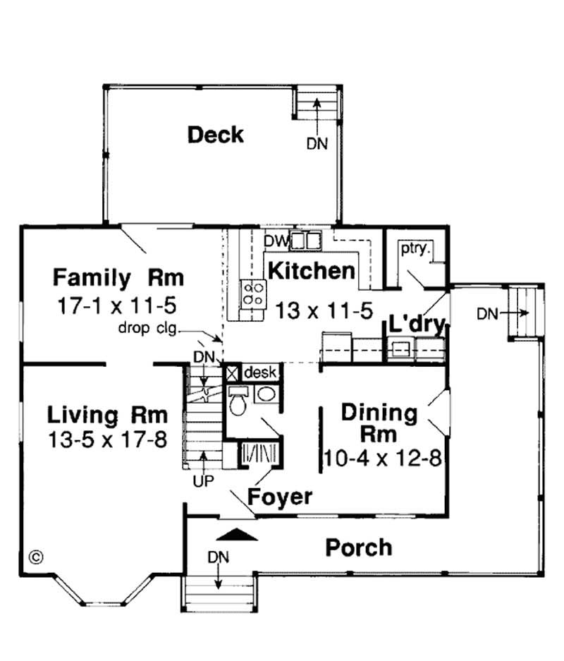 Floor Plan First Story of Country Plan #131-1129