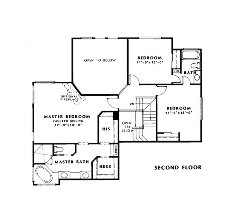 Floor Plan Second Story of Contemporary Plan #131-1130