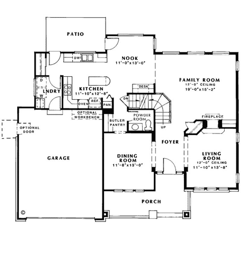 Floor Plan First Story of Ranch Plan #131-1131
