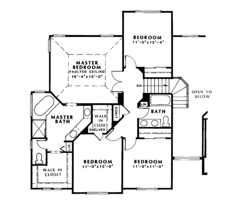 Floor Plan Second Story of Ranch Plan #131-1131