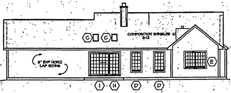 Home Plan Rear Elevation of this 3-Bedroom,1452 Sq Ft Plan -131-1133