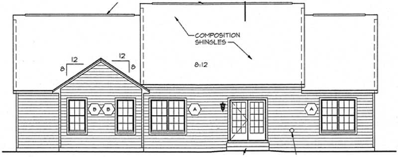 Home Plan Rear Elevation of this 3-Bedroom,1642 Sq Ft Plan -131-1134