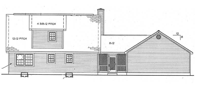 Home Plan Rear Elevation of this 3-Bedroom,1434 Sq Ft Plan -131-1135