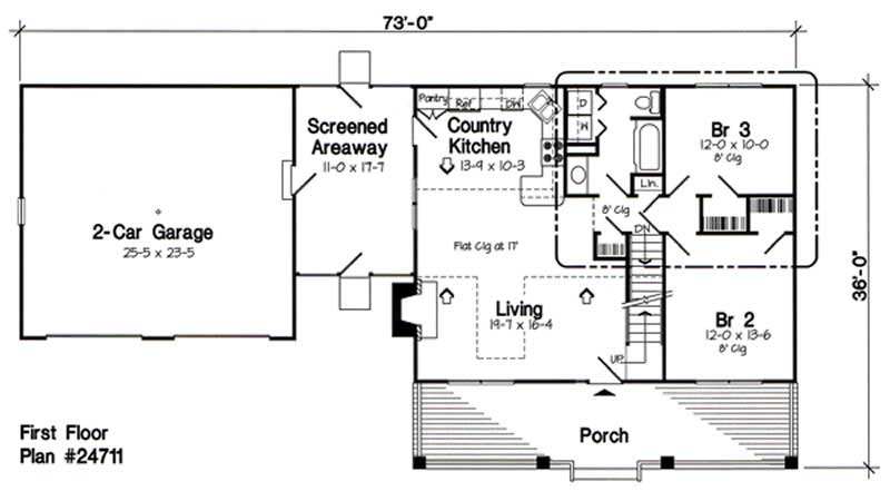 Floor Plan First Story of Cape Cod Plan #131-1135