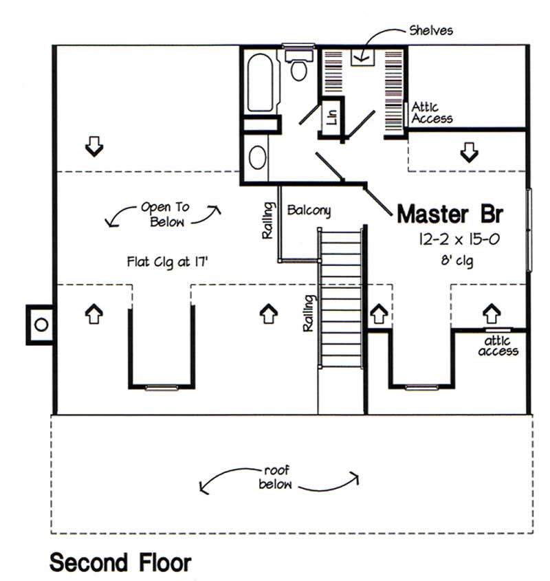 Floor Plan Second Story of Cape Cod Plan #131-1135