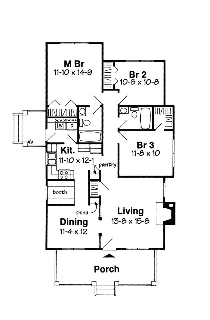 Floor Plan First Story of Bungalow Plan #131-1136