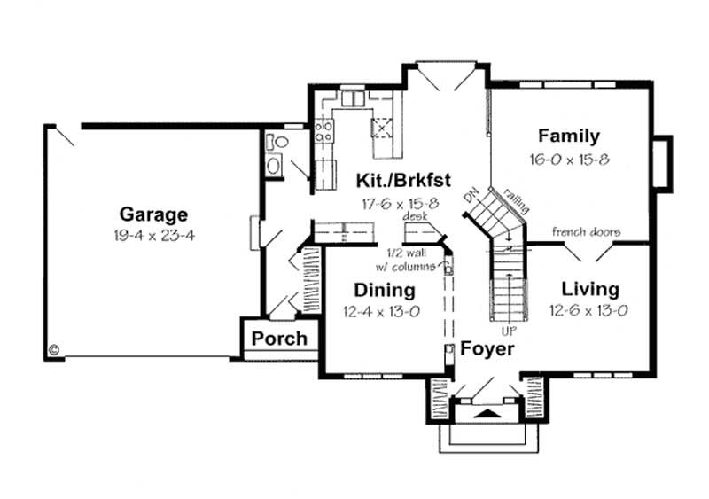 Floor Plan First Story of Colonial Plan #131-1137