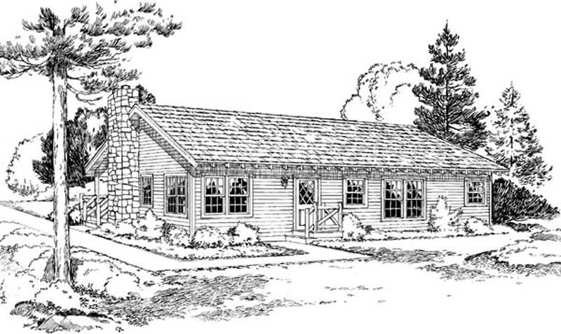 Home Plan Rear Elevation of this 3-Bedroom,1146 Sq Ft Plan -131-1138