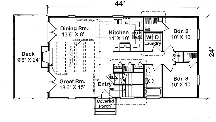 Floor Plan First Story of Vacation Homes Plan #131-1139
